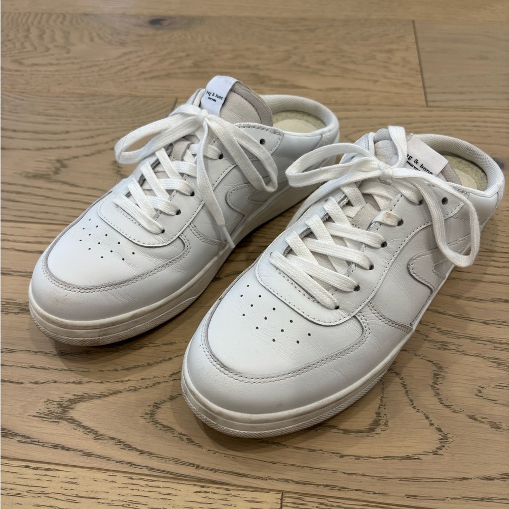 Rag & Bone White Retro Court Mule Sneakers